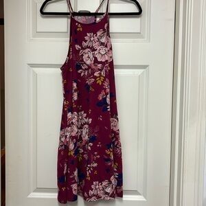 Pink floral halter sun dress